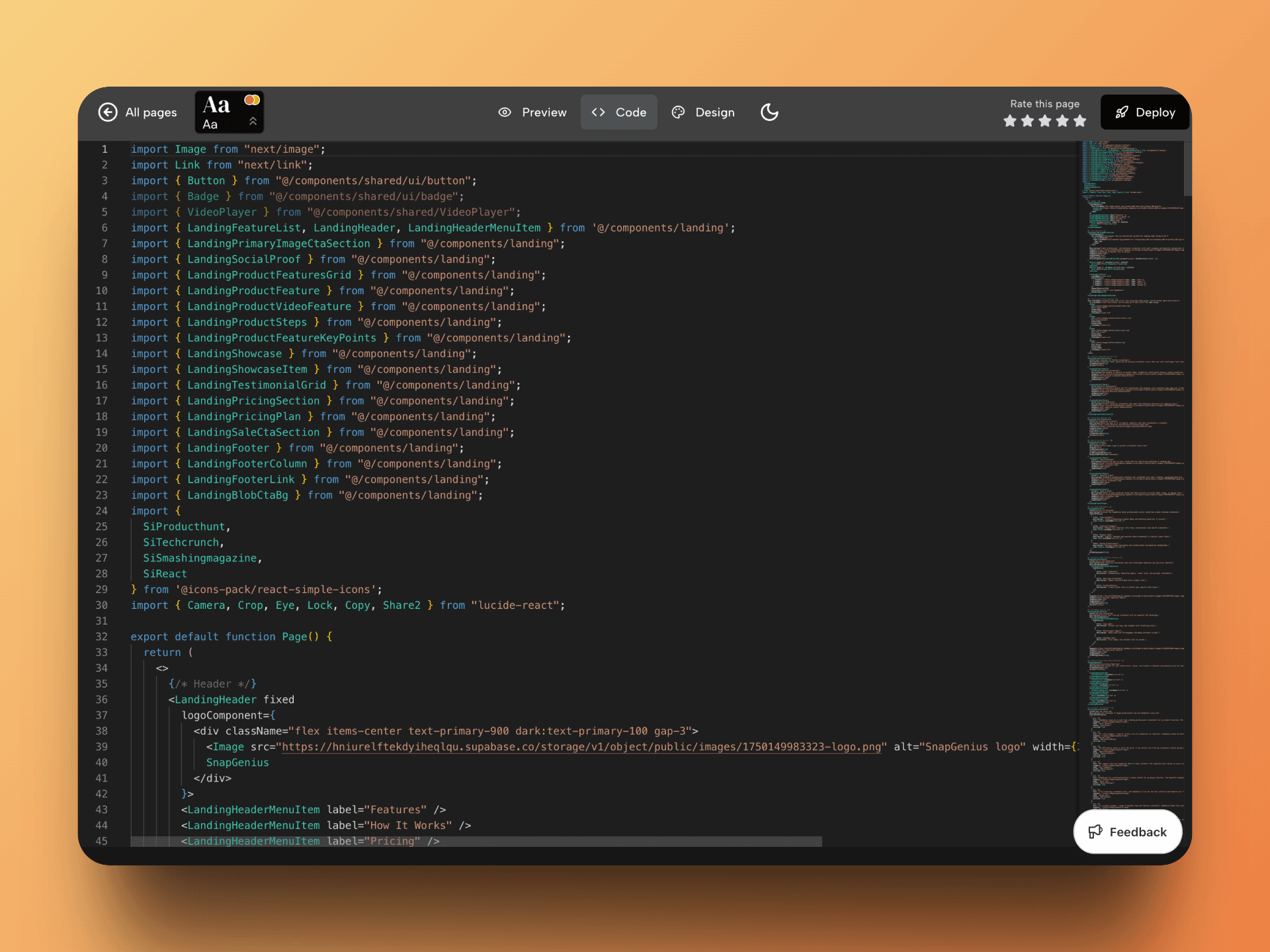 The generated code